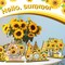 6PCS Sunflower Table Signs – Summer Wooden Centerpieces with Gnome “Welcome Sunshine” Farmhouse Rustic Decor for Home, Kitchen & Party Decorations